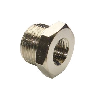 Reduziernippel, Messing vernickelt, Außen-/Innengewinde 3/8" x 1/4"