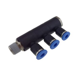 Steck-Mehrfachverteiler, 3-fach R 1/8"-4mm, IQS-Standard