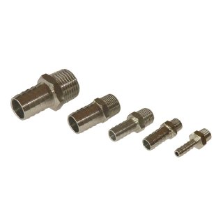 Einschraubtülle 1/8" x 6 mm Messing vernickelt mit konischem Gewinde
