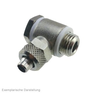 Winkel-Verschraubung M5-6x4mm, Messing vernickelt, Hohlschraube