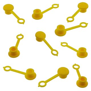 10er-Set Kunststoff-Schutzkappen für Kegel-Schmiernippel Gelb