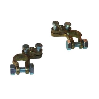 Batteriepolklemme positiv oder negativ, Messingguss mit Kabelschelle 90° 25 bis 35mm²