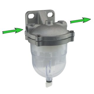 Wasserabscheider mit Schauglas von links nach rechts