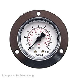 Einbaumanometer (CrNi/Ms), Frontring, 50mm, 0 - 16 bar