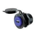 USB-Einbausteckdose 12V/24V, 2,4A, blau beleuchtet