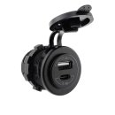 USB Doppelsteckdose USB-A, USB-C 12V/24V 4,8A, blau...