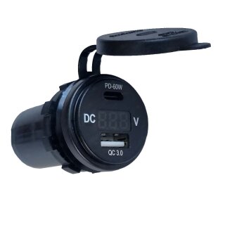 USB Doppelsteckdose USB-A 3,6V - USB-C 5V / 6-30V/DC