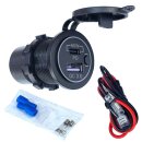 USB-Doppelsteckdose 12V /24V, USB-A 18W + USB-C 65W - Kfz-Schnellladeadapter