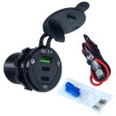 USB-Dreifachsteckdose 12V/24V, 18W, 2x USB-C und 1x USB-A...
