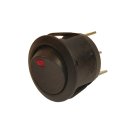 Kfz-Wippschalter rund, 24-28V/10A, mit roter LED, EIN/AUS