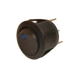 Kfz-Wippschalter rund, 24-28V/10A, mit blauer LED, EIN/AUS