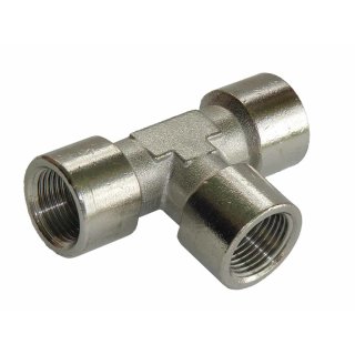 T-Stück mit Innengewinde Messing vernickelt 1/8" Zoll