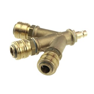 3-fach Luftweiche 1/2" mit 1x Stecker und 3x Kupplungsdosen NW7